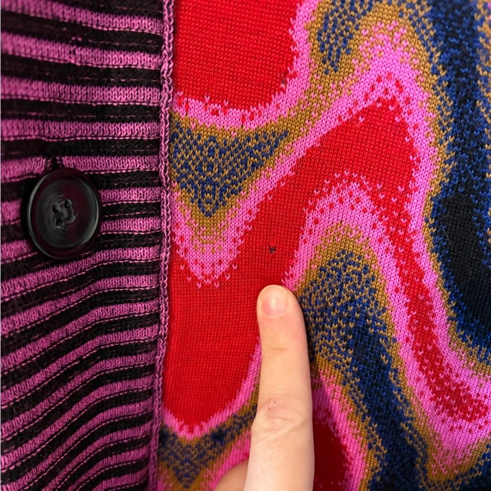 AGR Knit Cherish Psychedelic Panelled Cardigan Merino Wool Rave Sweater Large - Picture 15 of 15